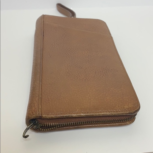 Brown Italian Leather | Business Office Zipper Portfolio Case | Binder Clutch - Picture 9 of 10